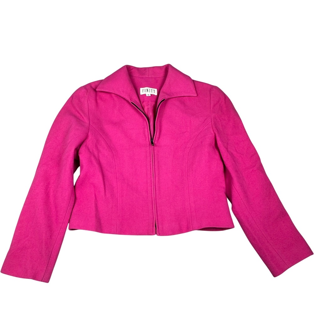 FINITY Women's‎ Pink Wool Cashmere Blend Zip Front Wool Blazer Jacket Size 12